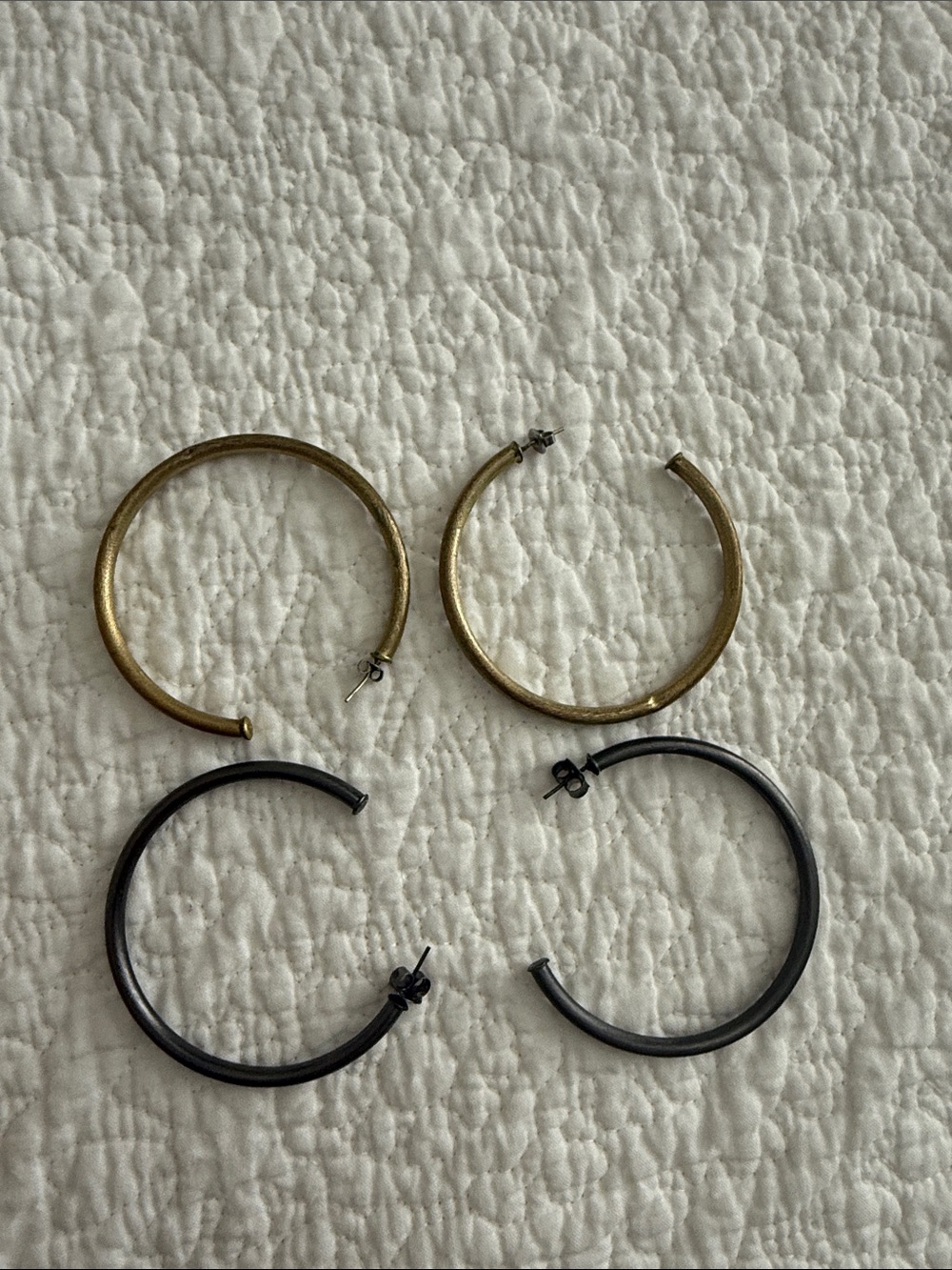 Classic Gold and Black Hoop Earrings - Pair Set